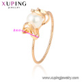 15429 xuping chine en gros belle bague conceptions pour femmes réglage blanc perle attrayante 18 k plaqué or bague